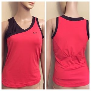 Nike dry fit athletic tank top coral/ brown size small built in sports bra